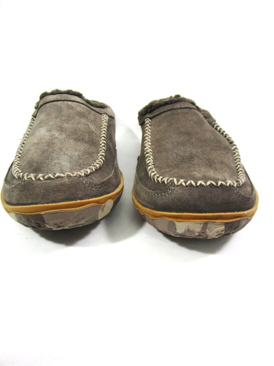 LL Bean EUC Mens Size 11 M Brown Mountain Slippers Scuffs Ash Brown Fleece Lined main image 4